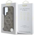 Guess PU Leather 4G Colored Ring MagSafe kryt pre Samsung Galaxy S25 Ultra, hnedý