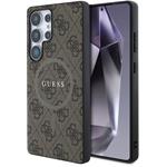 Guess PU Leather 4G Colored Ring MagSafe kryt pre Samsung Galaxy S25 Ultra, hnedý