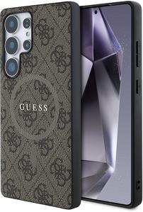 Guess PU Leather 4G Colored Ring MagSafe kryt pre Samsung Galaxy S25 Ultra, hnedý