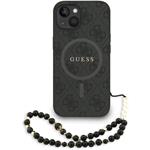Guess PU Leather 4G Colored Ring Strap MagSafe kryt pre iPhone 13, čierny