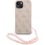 Guess PU Leather 4G Colored Ring Strap MagSafe kryt pre iPhone 13, ružový