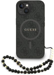 Guess PU Leather 4G Colored Ring Strap MagSafe kryt pre iPhone 14, čierny