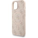 Guess PU Leather 4G Colored Ring Strap MagSafe kryt pre iPhone 14, ružový