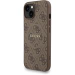 Guess PU Leather 4G Colored Ring Strap MagSafe kryt pre iPhone 15, hnedý