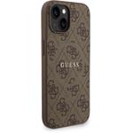 Guess PU Leather 4G Colored Ring Strap MagSafe kryt pre iPhone 15, hnedý