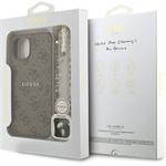 Guess PU Leather 4G Colored Ring Strap MagSafe kryt pre iPhone 15, hnedý