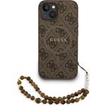 Guess PU Leather 4G Colored Ring Strap MagSafe kryt pre iPhone 15, hnedý