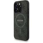 Guess PU Leather 4G Colored Ring Strap MagSafe kryt pre iPhone 15 Pro, čierny