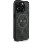 Guess PU Leather 4G Colored Ring Strap MagSafe kryt pre iPhone 15 Pro, čierny