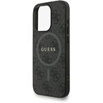 Guess PU Leather 4G Colored Ring Strap MagSafe kryt pre iPhone 15 Pro, čierny