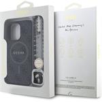 Guess PU Leather 4G Colored Ring Strap MagSafe kryt pre iPhone 15 Pro, čierny
