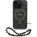 Guess PU Leather 4G Colored Ring Strap MagSafe kryt pre iPhone 15 Pro, čierny