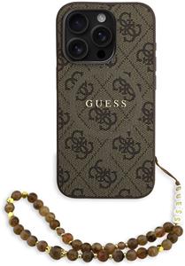 Guess PU Leather 4G Colored Ring Strap MagSafe kryt pre iPhone 15 Pro, hnedý