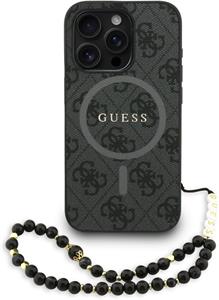 Guess PU Leather 4G Colored Ring Strap MagSafe kryt pre iPhone 15 Pro Max, čierny