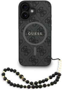 Guess PU Leather 4G Colored Ring Strap MagSafe kryt pre iPhone 16, čierny