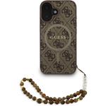 Guess PU Leather 4G Colored Ring Strap MagSafe kryt pre iPhone 16, hnedý