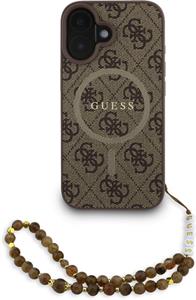 Guess PU Leather 4G Colored Ring Strap MagSafe kryt pre iPhone 16, hnedý