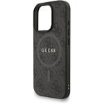 Guess PU Leather 4G Colored Ring Strap MagSafe kryt pre iPhone 16 Pro, čierny