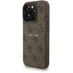Guess PU Leather 4G Colored Ring Strap MagSafe kryt pre iPhone 16 Pro, hnedý