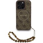 Guess PU Leather 4G Colored Ring Strap MagSafe kryt pre iPhone 16 Pro, hnedý