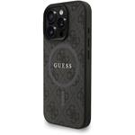Guess PU Leather 4G Colored Ring Strap MagSafe kryt pre iPhone 16 Pro Max, čierny