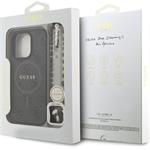 Guess PU Leather 4G Colored Ring Strap MagSafe kryt pre iPhone 16 Pro Max, čierny