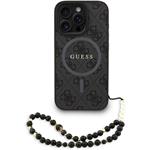 Guess PU Leather 4G Colored Ring Strap MagSafe kryt pre iPhone 16 Pro Max, čierny