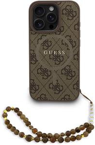 Guess PU Leather 4G Colored Ring Strap MagSafe kryt pre iPhone 16 Pro Max, hnedý
