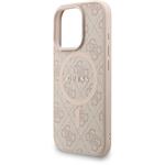 Guess PU Leather 4G Colored Ring Strap MagSafe kryt pre iPhone 16 Pro Max, ružový