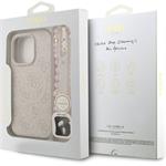 Guess PU Leather 4G Colored Ring Strap MagSafe kryt pre iPhone 16 Pro, ružový