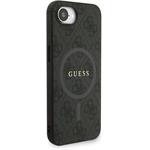 Guess PU Leather 4G Colored Ring Strap MagSafe kryt pre iPhone 16e, čierny