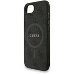 Guess PU Leather 4G Colored Ring Strap MagSafe kryt pre iPhone 16e, čierny