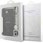 Guess PU Leather 4G Colored Ring Strap MagSafe kryt pre iPhone 16e, čierny