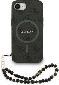 Guess PU Leather 4G Colored Ring Strap MagSafe kryt pre iPhone 16e, čierny