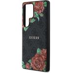 Guess PU Leather 4G Flowers Print Metal Classic Logo MagSafe kryt pre Samsung Galaxy S25 Ultra, čierny