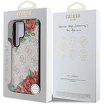 Guess PU Leather 4G Flowers Print Metal Classic Logo MagSafe kryt pre Samsung Galaxy S25 Ultra, ružový