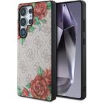 Guess PU Leather 4G Flowers Print Metal Classic Logo MagSafe kryt pre Samsung Galaxy S25 Ultra, ružový