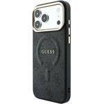 Guess PU Leather 4G Gold Frame Embossed MagSafe kryt pre iPhone 18 Pro, čierny