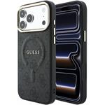 Guess PU Leather 4G Gold Frame Embossed MagSafe kryt pre iPhone 18 Pro, čierny