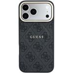 Guess PU Leather 4G Gold Frame Embossed MagSafe kryt pre iPhone 18 Pro Max, čierny