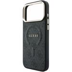 Guess PU Leather 4G Gold Frame Embossed MagSafe kryt pre iPhone 18 Pro Max, čierny
