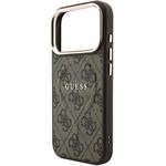 Guess PU Leather 4G Gold Frame Embossed MagSafe kryt pre iPhone 18 Pro Max, hnedý