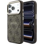 Guess PU Leather 4G Gold Frame Embossed MagSafe kryt pre iPhone 18 Pro Max, hnedý
