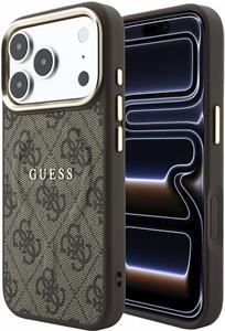 Guess PU Leather 4G Gold Frame Embossed MagSafe kryt pre iPhone 18 Pro Max, hnedý