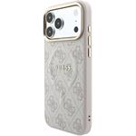 Guess PU Leather 4G Gold Frame Embossed MagSafe kryt pre iPhone 18 Pro Max, ružový