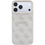 Guess PU Leather 4G Gold Frame Embossed MagSafe kryt pre iPhone 18 Pro Max, ružový