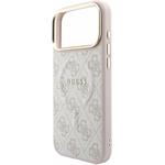 Guess PU Leather 4G Gold Frame Embossed MagSafe kryt pre iPhone 18 Pro Max, ružový