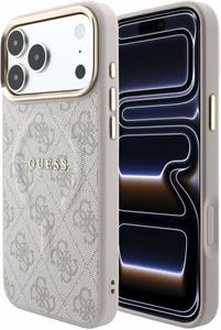 Guess PU Leather 4G Gold Frame Embossed MagSafe kryt pre iPhone 18 Pro Max, ružový