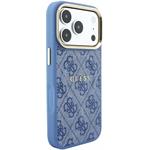 Guess PU Leather 4G Gold Frame Embossed MagSafe kryt pre iPhone 18 Pro, modrý