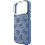 Guess PU Leather 4G Gold Frame Embossed MagSafe kryt pre iPhone 18 Pro, modrý